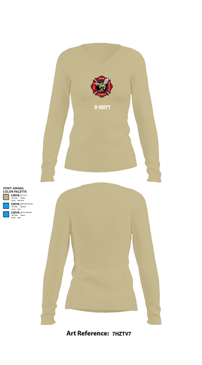 B-Shift 61265399 Women's Long Sleeve V-neck Shirt - 82