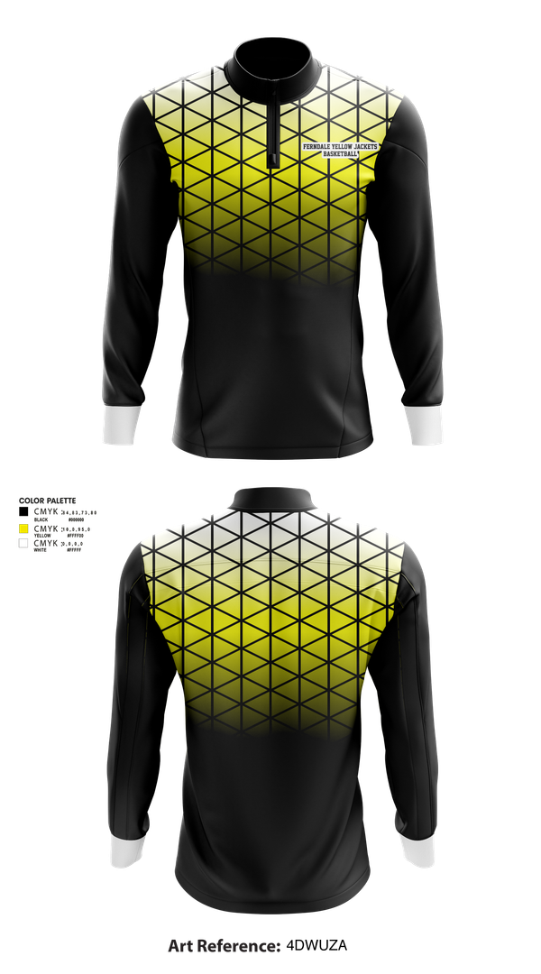 Quarter Zip Jacket, Ferndale Yellow Jackets, Men's Basketball, Teamtime, Team time, sublimation, custom sports apparel, team uniforms, spirit wear, spiritwear, sports uniforms, custom shirts, team store, custom team store, fundraiser sports, apparel fundraiser