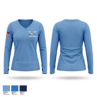 Womens Long Sleeve Vneck Shirt, Kankakee JROTC, Army, Teamtime, Team time, sublimation, custom sports apparel, team uniforms, spirit wear, spiritwear, sports uniforms, custom shirts, team store, custom team store, fundraiser sports, apparel fundraiser