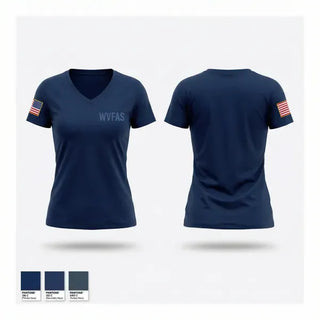 Womens Short Sleeve Vneck Shirt, WVFAS, EMS/EMT, Teamtime, Team time, sublimation, custom sports apparel, team uniforms, spirit wear, spiritwear, sports uniforms, custom shirts, team store, custom team store, fundraiser sports, apparel fundraiser
