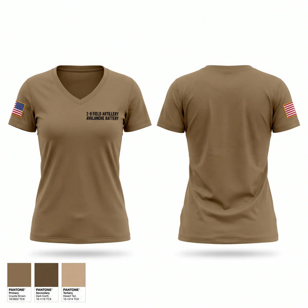 Womens Short Sleeve Vneck Shirt, 2-8 field artillery avalanche battery, Army, Teamtime, Team time, sublimation, custom sports apparel, team uniforms, spirit wear, spiritwear, sports uniforms, custom shirts, team store, custom team store, fundraiser sports, apparel fundraiser
