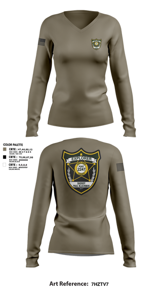 Womens Long Sleeve Vneck Shirt, Explorer Post 2247, , Teamtime, Team time, sublimation, custom sports apparel, team uniforms, spirit wear, spiritwear, sports uniforms, custom shirts, team store, custom team store, fundraiser sports, apparel fundraiser