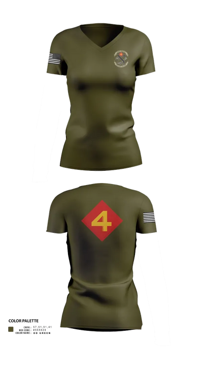 14th Marine regiment 4th Marine corps division 57481844 Women's Short Sleeve V-neck Shirt - 102
