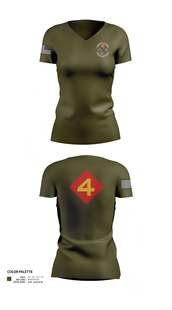 Womens Short Sleeve Vneck Shirt, 14th Marine regiment 4th Marine corps division, , Teamtime, Team time, sublimation, custom sports apparel, team uniforms, spirit wear, spiritwear, sports uniforms, custom shirts, team store, custom team store, fundraiser sports, apparel fundraiser