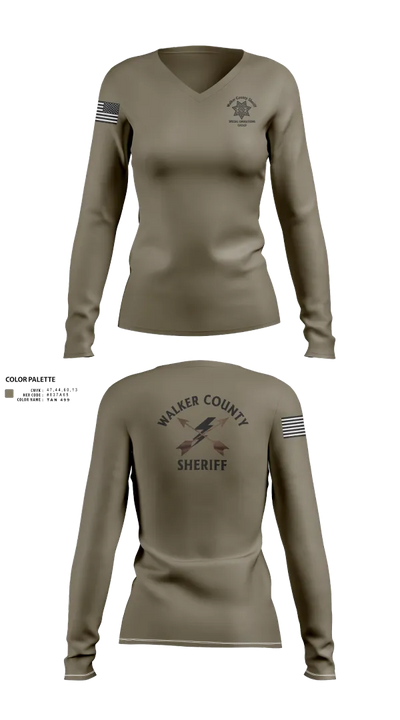 Walker County Sheriff SOG Team 13437344 Women's Long Sleeve V-neck Shirt - 22