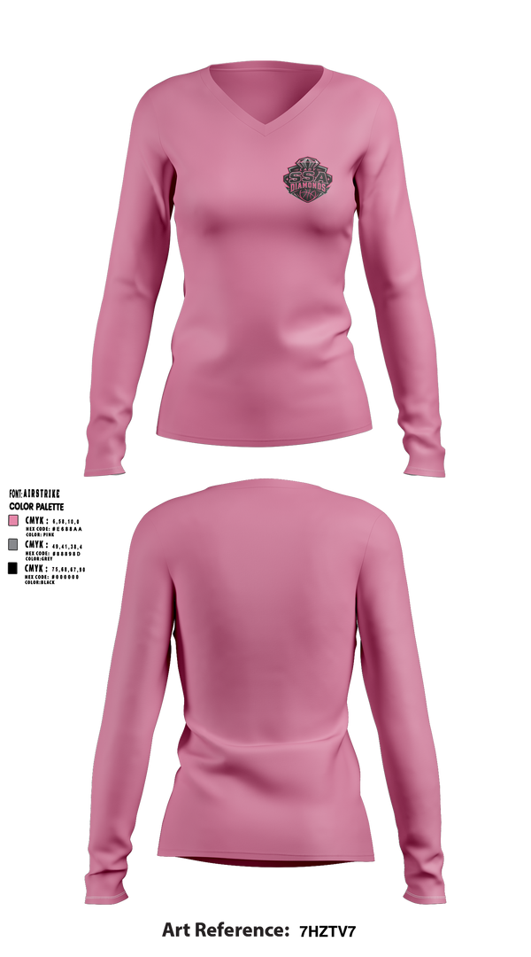 Womens Long Sleeve Vneck Shirt, SSA Lady Diamonds, Women's Basketball, Teamtime, Team time, sublimation, custom sports apparel, team uniforms, spirit wear, spiritwear, sports uniforms, custom shirts, team store, custom team store, fundraiser sports, apparel fundraiser