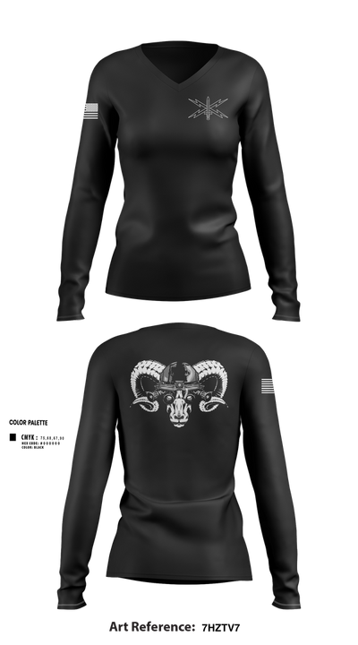 11TH CY ECT 7139343 Women's Long Sleeve V-neck Shirt - 3