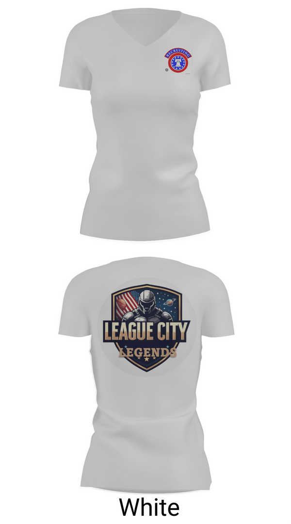 Womens Short Sleeve Vneck Shirt, LEAGUE CITY RECRUITING, Army, Teamtime, Team time, sublimation, custom sports apparel, team uniforms, spirit wear, spiritwear, sports uniforms, custom shirts, team store, custom team store, fundraiser sports, apparel fundraiser