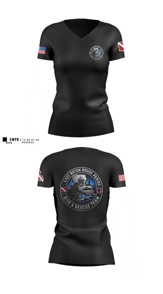 Womens Short Sleeve Vneck Shirt, East Baton Rouge Parish Dive & Rescue Team, Fire Department, Teamtime, Team time, sublimation, custom sports apparel, team uniforms, spirit wear, spiritwear, sports uniforms, custom shirts, team store, custom team store, fundraiser sports, apparel fundraiser