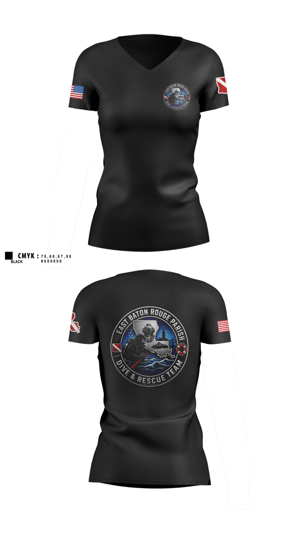 Womens Short Sleeve Vneck Shirt, East Baton Rouge Parish Dive & Rescue Team, Fire Department, Teamtime, Team time, sublimation, custom sports apparel, team uniforms, spirit wear, spiritwear, sports uniforms, custom shirts, team store, custom team store, fundraiser sports, apparel fundraiser