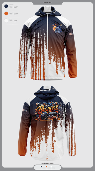 Windbreaker, Lady Broncos, Cheer, Teamtime, Team time, sublimation, custom sports apparel, team uniforms, spirit wear, spiritwear, sports uniforms, custom shirts, team store, custom team store, fundraiser sports, apparel fundraiser