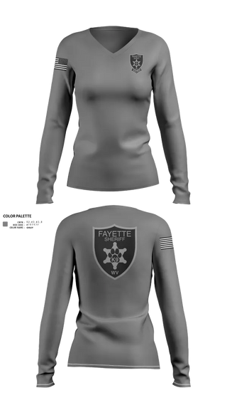 Womens Long Sleeve Vneck Shirt, Fayette County Sheriff WV, Police, Teamtime, Team time, sublimation, custom sports apparel, team uniforms, spirit wear, spiritwear, sports uniforms, custom shirts, team store, custom team store, fundraiser sports, apparel fundraiser