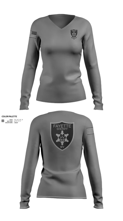 Fayette County Sheriff WV 38752837 Women's Long Sleeve V-neck Shirt - 23