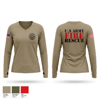 Womens Long Sleeve Vneck Shirt, U.S. Army Fire, Army, Teamtime, Team time, sublimation, custom sports apparel, team uniforms, spirit wear, spiritwear, sports uniforms, custom shirts, team store, custom team store, fundraiser sports, apparel fundraiser