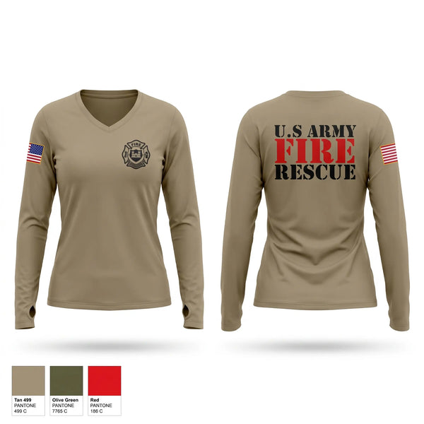 Womens Long Sleeve Vneck Shirt, U.S. Army Fire, Army, Teamtime, Team time, sublimation, custom sports apparel, team uniforms, spirit wear, spiritwear, sports uniforms, custom shirts, team store, custom team store, fundraiser sports, apparel fundraiser