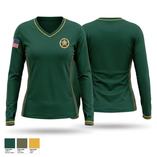 Womens Long Sleeve Vneck Shirt, McIntosh County Sheriff’s Office, Police, Teamtime, Team time, sublimation, custom sports apparel, team uniforms, spirit wear, spiritwear, sports uniforms, custom shirts, team store, custom team store, fundraiser sports, apparel fundraiser