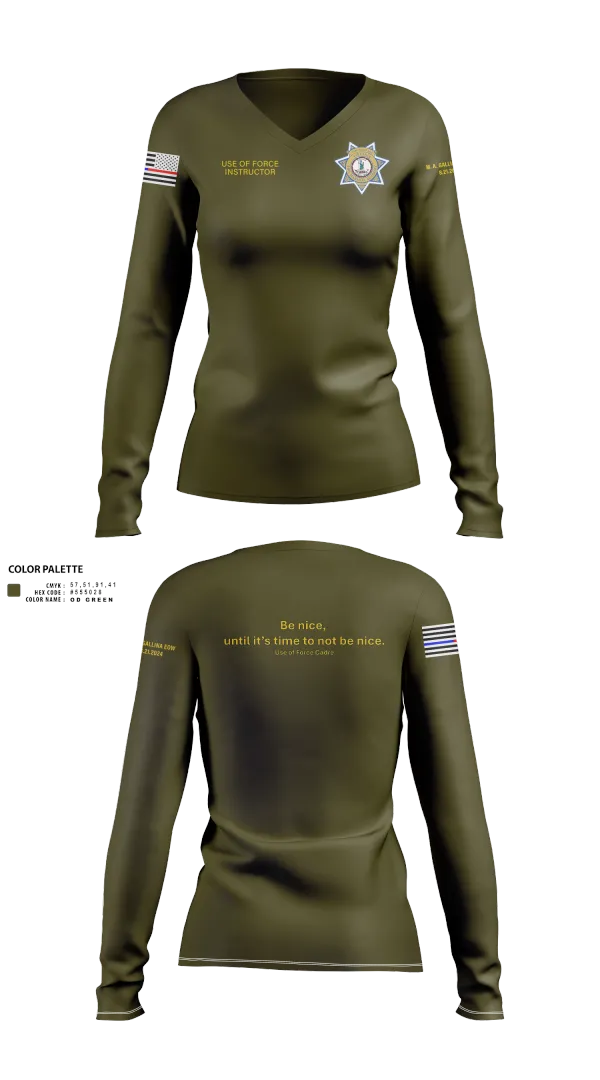 Womens Long Sleeve Vneck Shirt, Stafford County Fire Marshal's Office, Police, Teamtime, Team time, sublimation, custom sports apparel, team uniforms, spirit wear, spiritwear, sports uniforms, custom shirts, team store, custom team store, fundraiser sports, apparel fundraiser