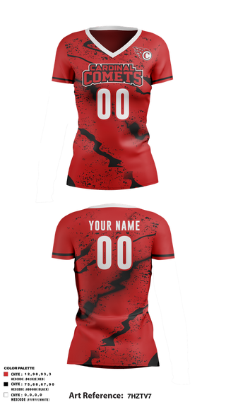 Womens Short Sleeve Vneck Shirt, Cardinal Comets Volleyball, Women's Volleyball, Teamtime, Team time, sublimation, custom sports apparel, team uniforms, spirit wear, spiritwear, sports uniforms, custom shirts, team store, custom team store, fundraiser sports, apparel fundraiser