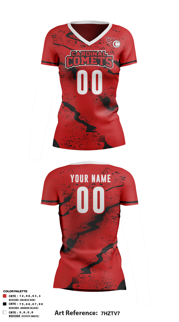 Womens Short Sleeve Vneck Shirt, Cardinal Comets Volleyball, Women's Volleyball, Teamtime, Team time, sublimation, custom sports apparel, team uniforms, spirit wear, spiritwear, sports uniforms, custom shirts, team store, custom team store, fundraiser sports, apparel fundraiser