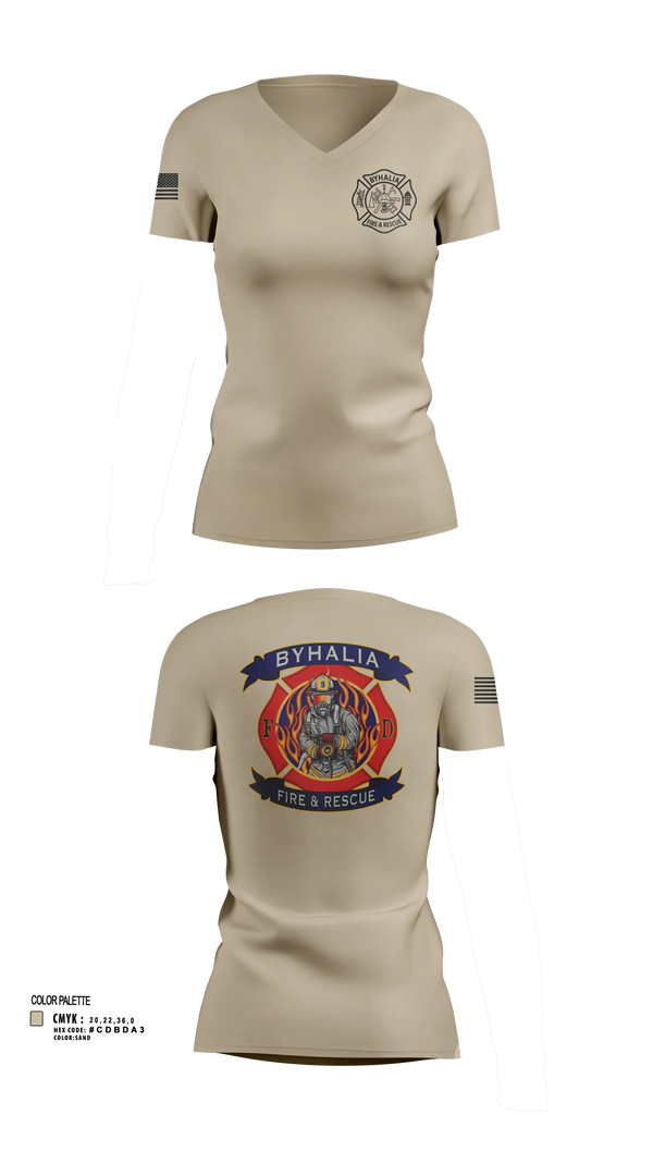 Womens Short Sleeve Vneck Shirt, Byhalia Fire and Rescue, Fire Department, Teamtime, Team time, sublimation, custom sports apparel, team uniforms, spirit wear, spiritwear, sports uniforms, custom shirts, team store, custom team store, fundraiser sports, apparel fundraiser