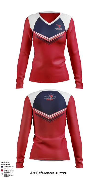 Saugerties Outlaws 20780337 Women's Long Sleeve V-neck Shirt - 10