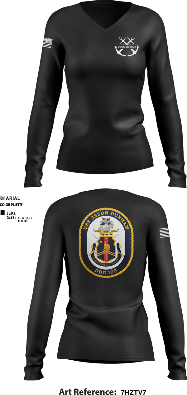 Women's Long Sleeve Vneck Shirt, Jason Dunham Deck Division, Navy, Teamtime, Team time, sublimation, custom sports apparel, team uniforms, spirit wear, spiritwear, sports uniforms, custom shirts, team store, custom team store, fundraiser sports, apparel fundraiser