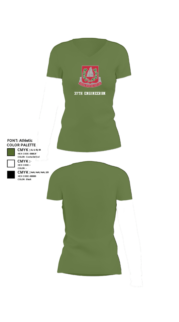 Women's Short Sleeve Vneck Shirt, 37th engineer bn, Army, Teamtime, Team time, sublimation, custom sports apparel, team uniforms, spirit wear, spiritwear, sports uniforms, custom shirts, team store, custom team store, fundraiser sports, apparel fundraiser