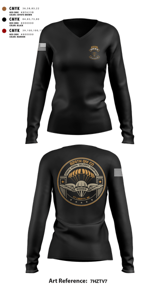 Women's Long Sleeve Vneck Shirt, 824th QM CO (CADC-A), Army, Teamtime, Team time, sublimation, custom sports apparel, team uniforms, spirit wear, spiritwear, sports uniforms, custom shirts, team store, custom team store, fundraiser sports, apparel fundraiser