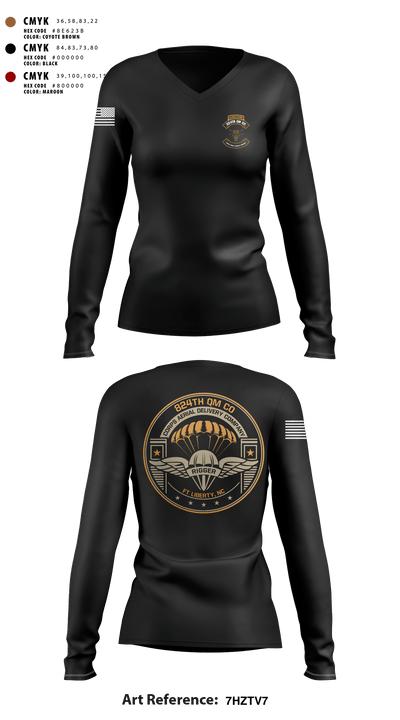 824th QM CO (CADC-A) 69842964 Women's Long Sleeve V-neck Shirt - 2 (2)
