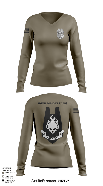 24th MP DET CID 97764501 Women's Long Sleeve V-neck Shirt - 1
