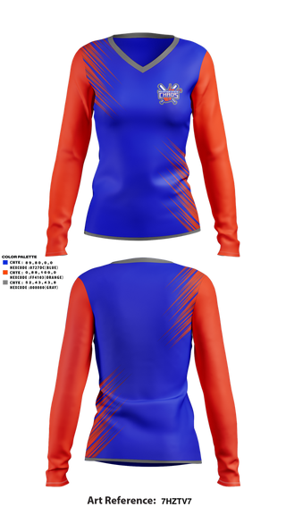 Womens Long Sleeve Vneck Shirt, Mountain State Chaos, Softball, Teamtime, Team time, sublimation, custom sports apparel, team uniforms, spirit wear, spiritwear, sports uniforms, custom shirts, team store, custom team store, fundraiser sports, apparel fundraiser