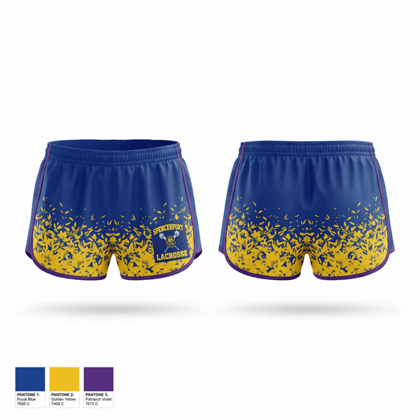 Womens Shorts, Spencerport Lacrosse, Men's Lacrosse, Teamtime, Team time, sublimation, custom sports apparel, team uniforms, spirit wear, spiritwear, sports uniforms, custom shirts, team store, custom team store, fundraiser sports, apparel fundraiser