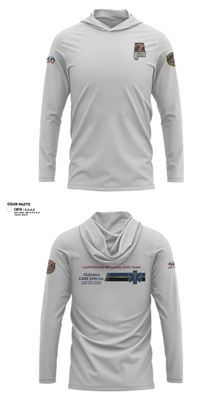 Long Sleeve Performance Shirt with hood, Alabama CARE EMS Inc., EMS/EMT, Teamtime, Team time, sublimation, custom sports apparel, team uniforms, spirit wear, spiritwear, sports uniforms, custom shirts, team store, custom team store, fundraiser sports, apparel fundraiser