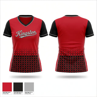 Womens Short Sleeve Vneck Shirt, Kingston, Cross Country, Teamtime, Team time, sublimation, custom sports apparel, team uniforms, spirit wear, spiritwear, sports uniforms, custom shirts, team store, custom team store, fundraiser sports, apparel fundraiser