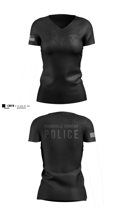 Womens Short Sleeve Vneck Shirt, Prairieville Township police, Police, Teamtime, Team time, sublimation, custom sports apparel, team uniforms, spirit wear, spiritwear, sports uniforms, custom shirts, team store, custom team store, fundraiser sports, apparel fundraiser
