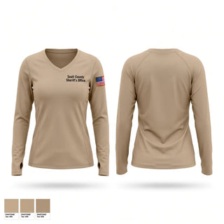 Womens Long Sleeve Vneck Shirt, Scott County Sheriff's Office, Police, Teamtime, Team time, sublimation, custom sports apparel, team uniforms, spirit wear, spiritwear, sports uniforms, custom shirts, team store, custom team store, fundraiser sports, apparel fundraiser