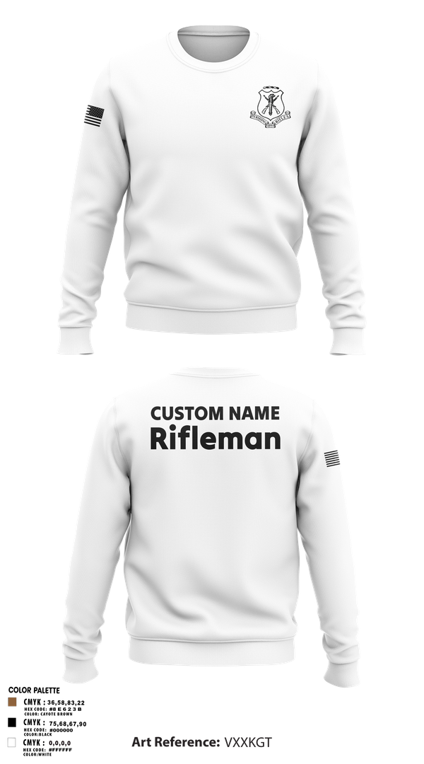 Crew Neck Sweatshirt, Pershing Rifles, Army, Teamtime, Team time, sublimation, custom sports apparel, team uniforms, spirit wear, spiritwear, sports uniforms, custom shirts, team store, custom team store, fundraiser sports, apparel fundraiser