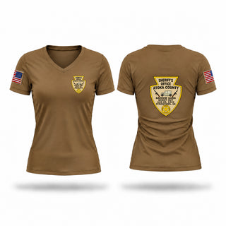 Womens Short Sleeve Vneck Shirt, Atoka County Sheriff’s Office, Police, Teamtime, Team time, sublimation, custom sports apparel, team uniforms, spirit wear, spiritwear, sports uniforms, custom shirts, team store, custom team store, fundraiser sports, apparel fundraiser