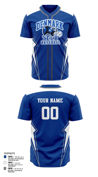 Full Button Baseball Jersey, Denmark Tech Panthers, Baseball, Teamtime, Team time, sublimation, custom sports apparel, team uniforms, spirit wear, spiritwear, sports uniforms, custom shirts, team store, custom team store, fundraiser sports, apparel fundraiser