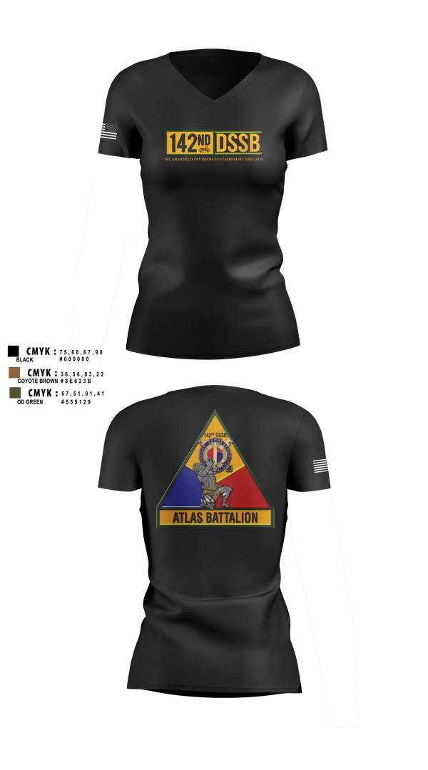 Womens Short Sleeve Vneck Shirt, 142d DSSB, Army, Teamtime, Team time, sublimation, custom sports apparel, team uniforms, spirit wear, spiritwear, sports uniforms, custom shirts, team store, custom team store, fundraiser sports, apparel fundraiser