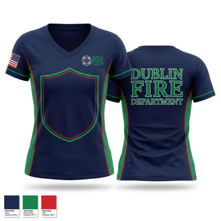 Womens Short Sleeve Vneck Shirt, Dublin Fire Department, Fire Department, Teamtime, Team time, sublimation, custom sports apparel, team uniforms, spirit wear, spiritwear, sports uniforms, custom shirts, team store, custom team store, fundraiser sports, apparel fundraiser
