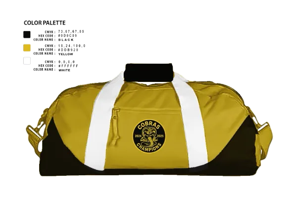 Duffle Bag, Cobras, Ice Hockey, Teamtime, Team time, sublimation, custom sports apparel, team uniforms, spirit wear, spiritwear, sports uniforms, custom shirts, team store, custom team store, fundraiser sports, apparel fundraiser