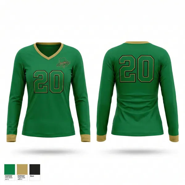 Womens Long Sleeve Vneck Shirt, 11U Southline Shamrocks, Baseball, Teamtime, Team time, sublimation, custom sports apparel, team uniforms, spirit wear, spiritwear, sports uniforms, custom shirts, team store, custom team store, fundraiser sports, apparel fundraiser