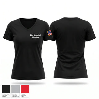 Womens Short Sleeve Vneck Shirt, Fire Marshal Division, Fire Department, Teamtime, Team time, sublimation, custom sports apparel, team uniforms, spirit wear, spiritwear, sports uniforms, custom shirts, team store, custom team store, fundraiser sports, apparel fundraiser
