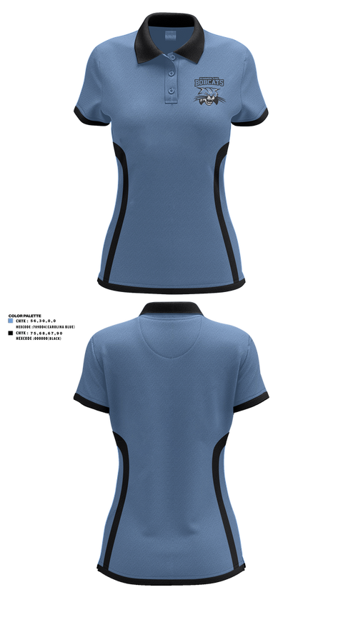 Womens Short Sleeve Performance Polo, Summerland Bobcats, Women's Basketball, Teamtime, Team time, sublimation, custom sports apparel, team uniforms, spirit wear, spiritwear, sports uniforms, custom shirts, team store, custom team store, fundraiser sports, apparel fundraiser