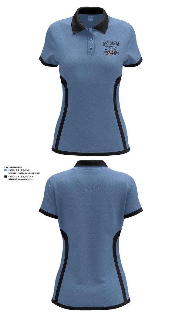 Womens Short Sleeve Performance Polo, Summerland Bobcats, Women's Basketball, Teamtime, Team time, sublimation, custom sports apparel, team uniforms, spirit wear, spiritwear, sports uniforms, custom shirts, team store, custom team store, fundraiser sports, apparel fundraiser