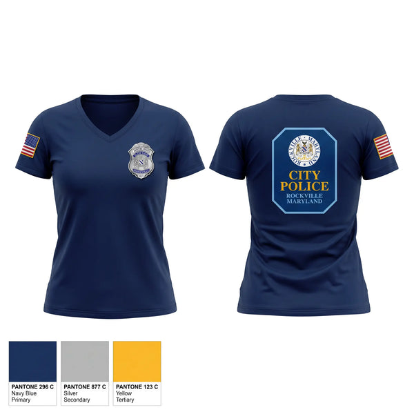 Womens Short Sleeve Vneck Shirt, Rockville City Police, Police, Teamtime, Team time, sublimation, custom sports apparel, team uniforms, spirit wear, spiritwear, sports uniforms, custom shirts, team store, custom team store, fundraiser sports, apparel fundraiser