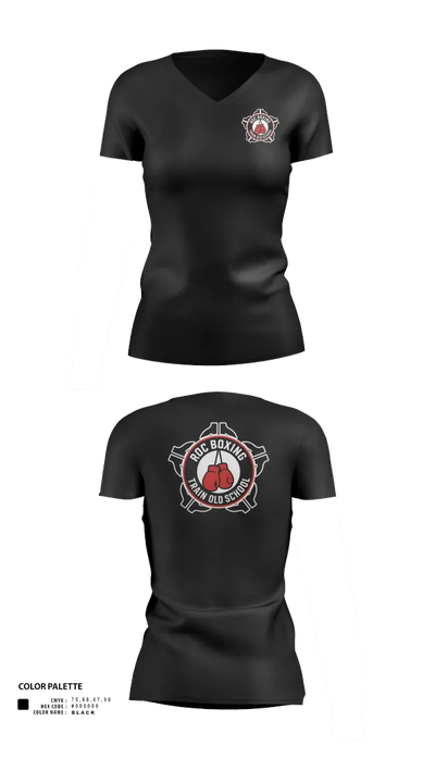 ROC Boxing 42913615 Women's Short Sleeve V-neck Shirt - 21