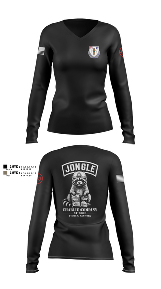 Womens Long Sleeve Vneck Shirt, 1/182 1st Platoon, National Guard, Teamtime, Team time, sublimation, custom sports apparel, team uniforms, spirit wear, spiritwear, sports uniforms, custom shirts, team store, custom team store, fundraiser sports, apparel fundraiser