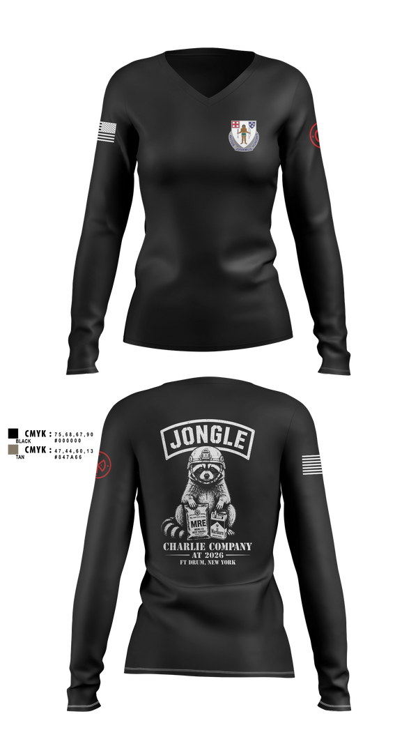 Womens Long Sleeve Vneck Shirt, 1/182 1st Platoon, National Guard, Teamtime, Team time, sublimation, custom sports apparel, team uniforms, spirit wear, spiritwear, sports uniforms, custom shirts, team store, custom team store, fundraiser sports, apparel fundraiser